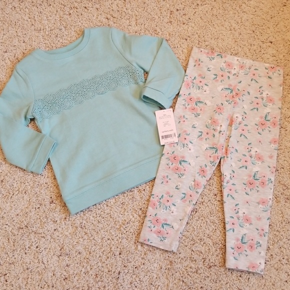 Carter's Other - Carter's 2-piece Blue and Gray Floral Outfit NWT